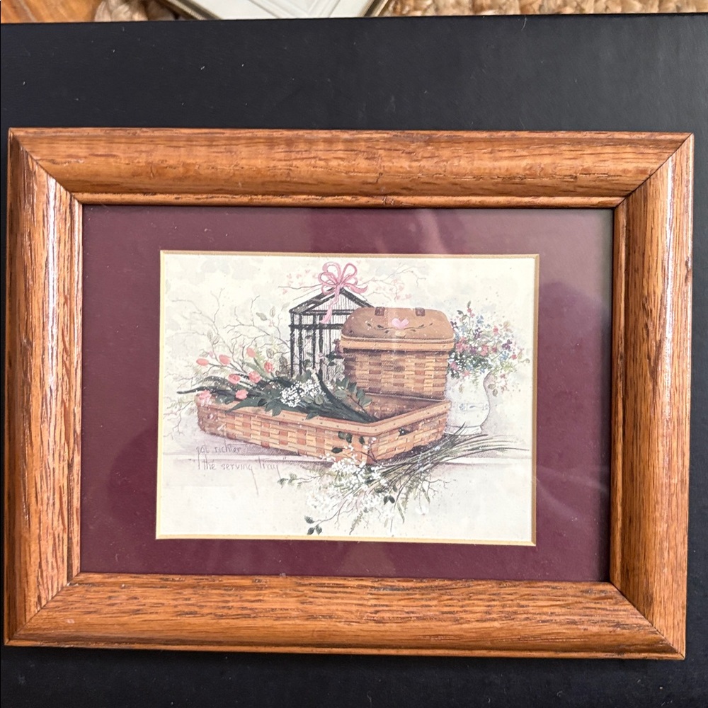 Vintage Pat Richter- The Serving Tray Framed Print in Brown and Plum